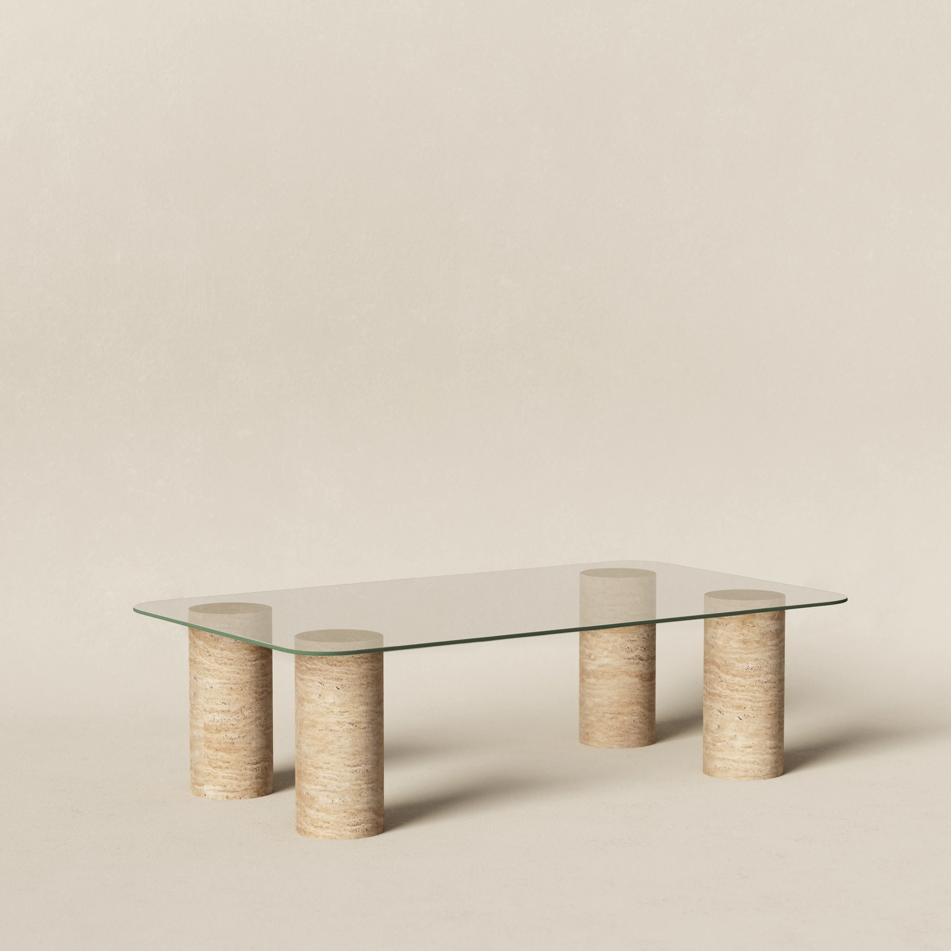 120x70cm Säule - Travertin & Glas