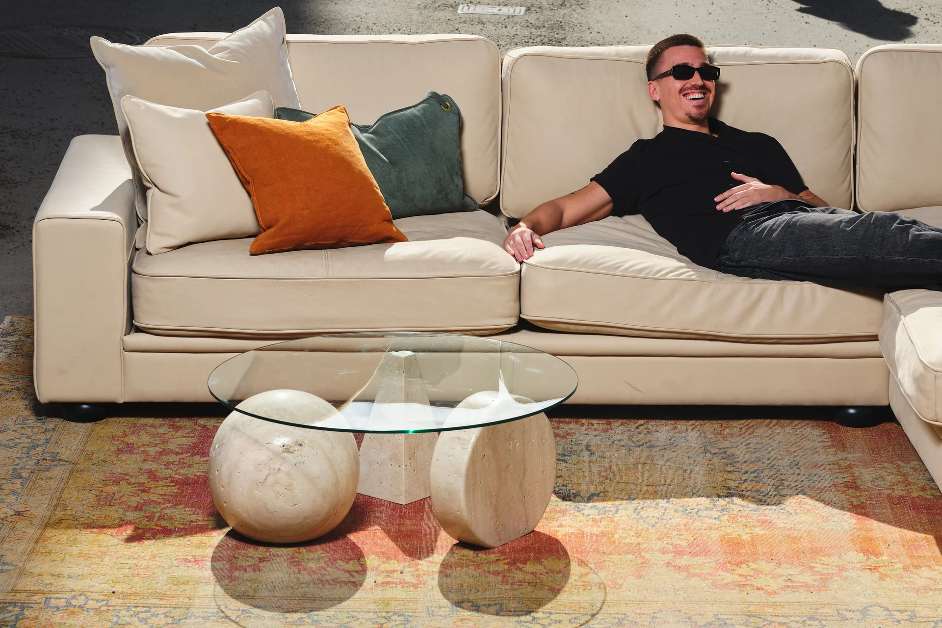 Leoparden Couchtisch 90cm - Glasplatte