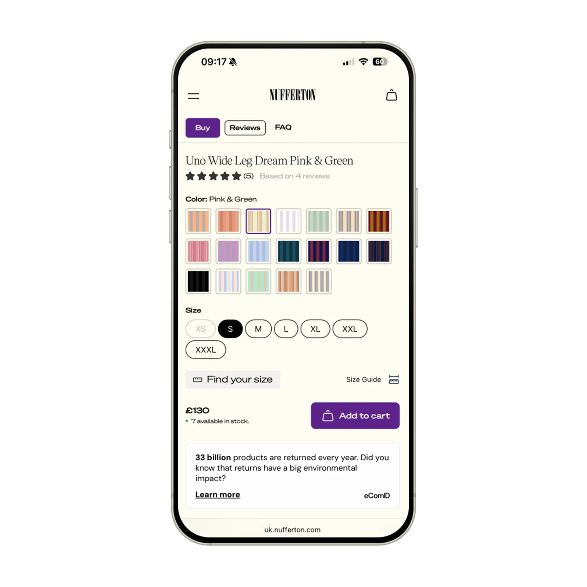 1. Press "Find your size"