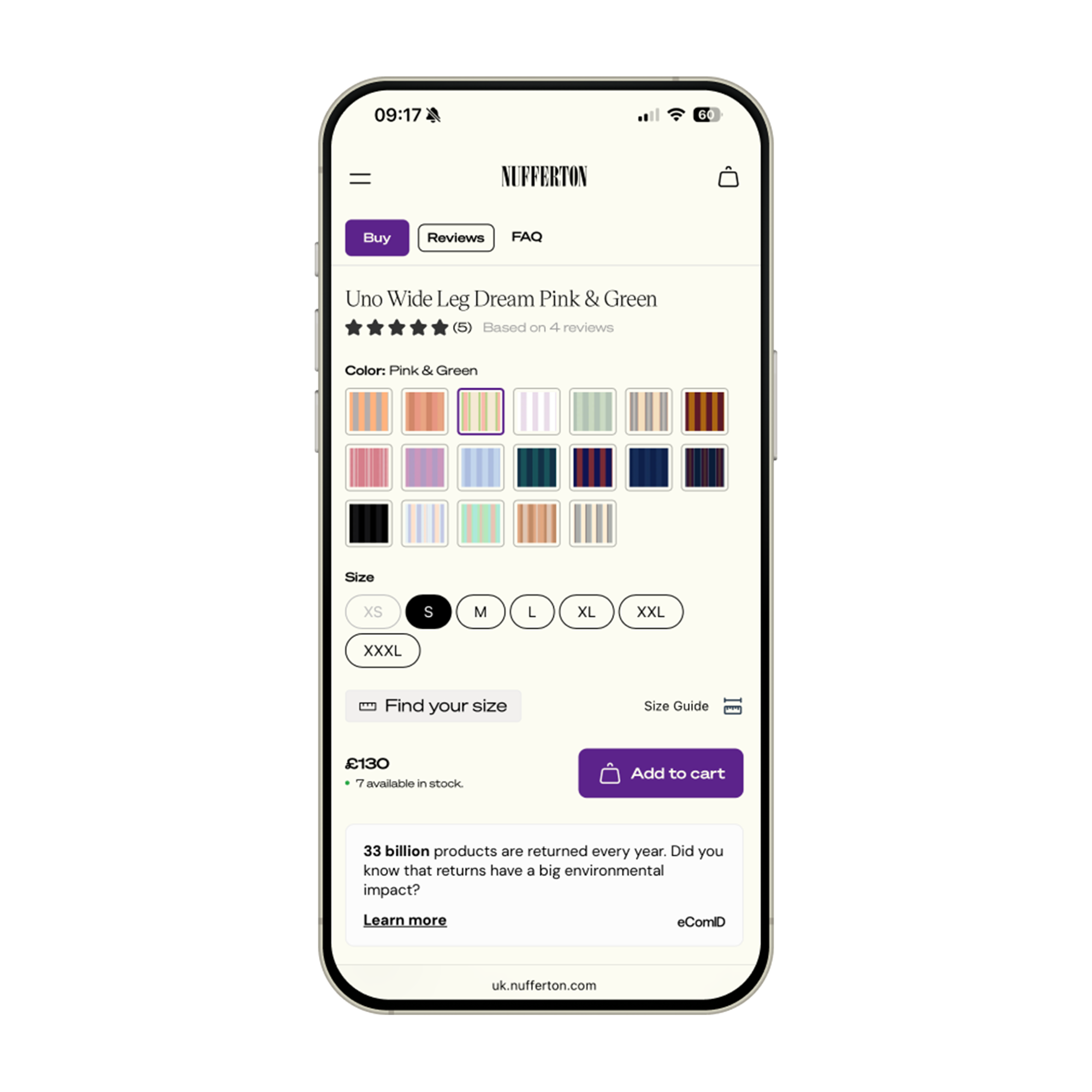 1. Press "Find your size"