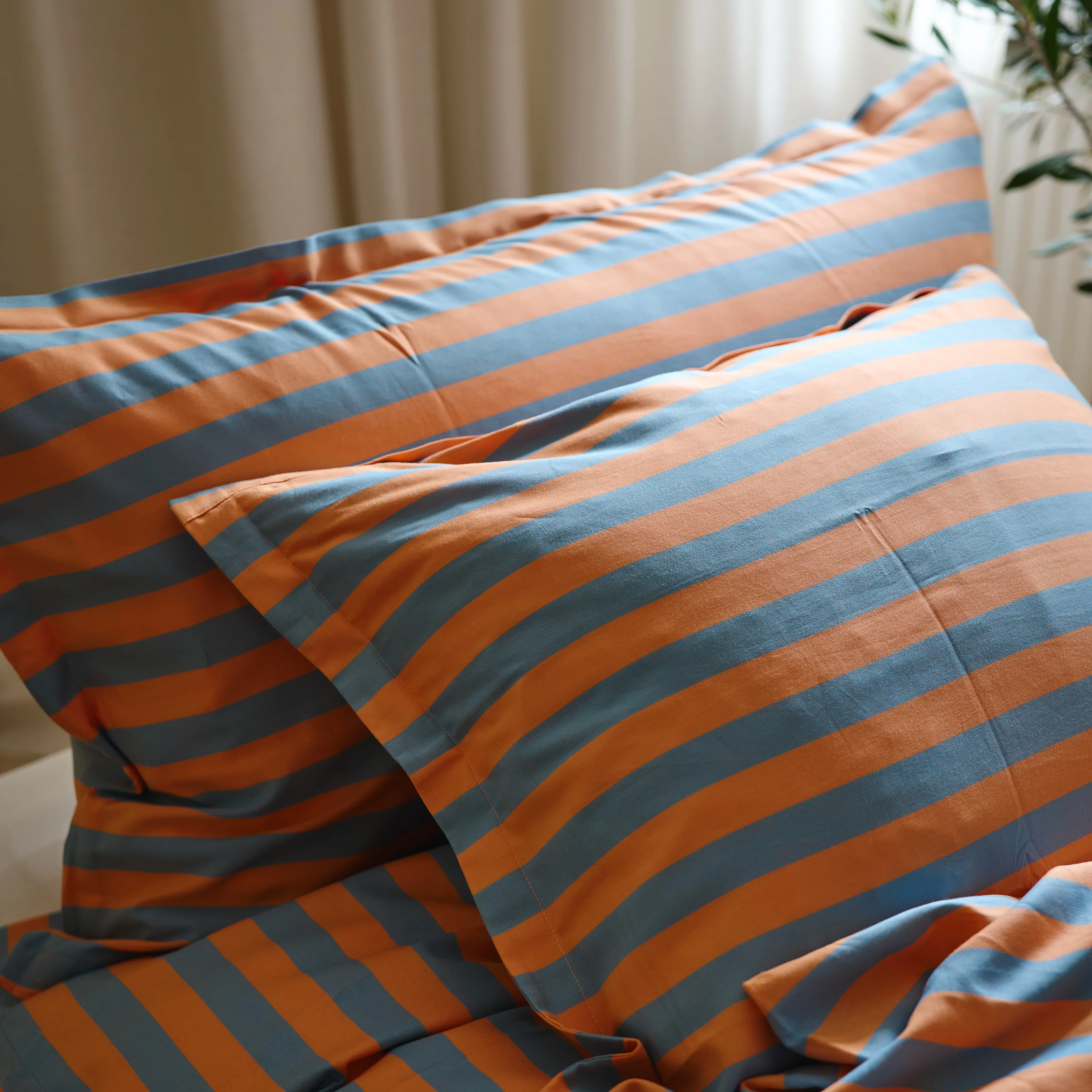 Bed linen - 2 x Pillowcases small 50x60cm - Orange & Blue