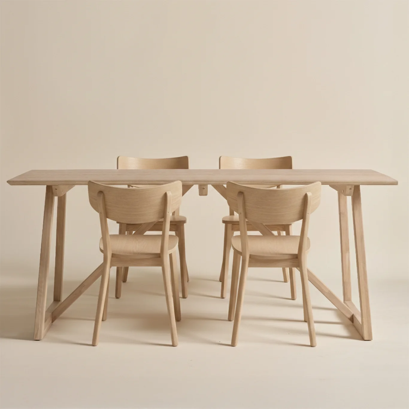 Falken Paket 4 stolar & Bord 180cm - Vitoljad ek