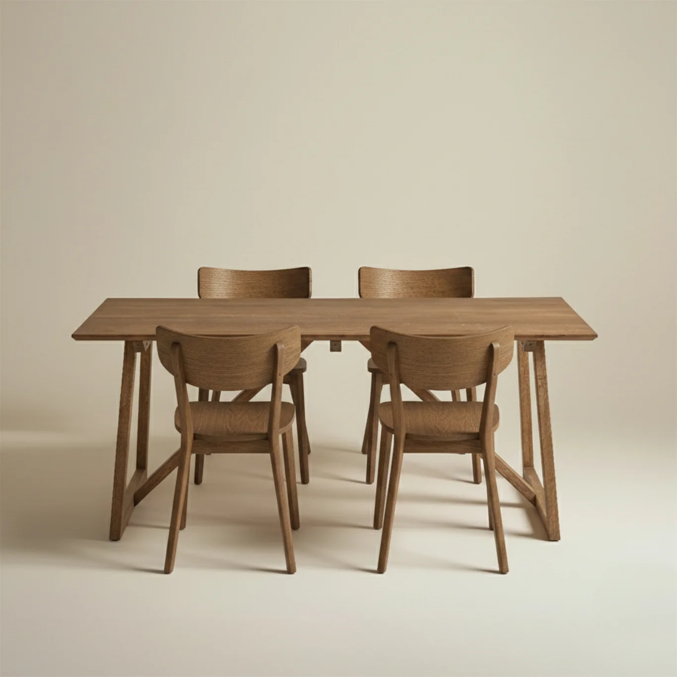 Falken Paket 4 stolar & Bord 180cm - Rökt ek