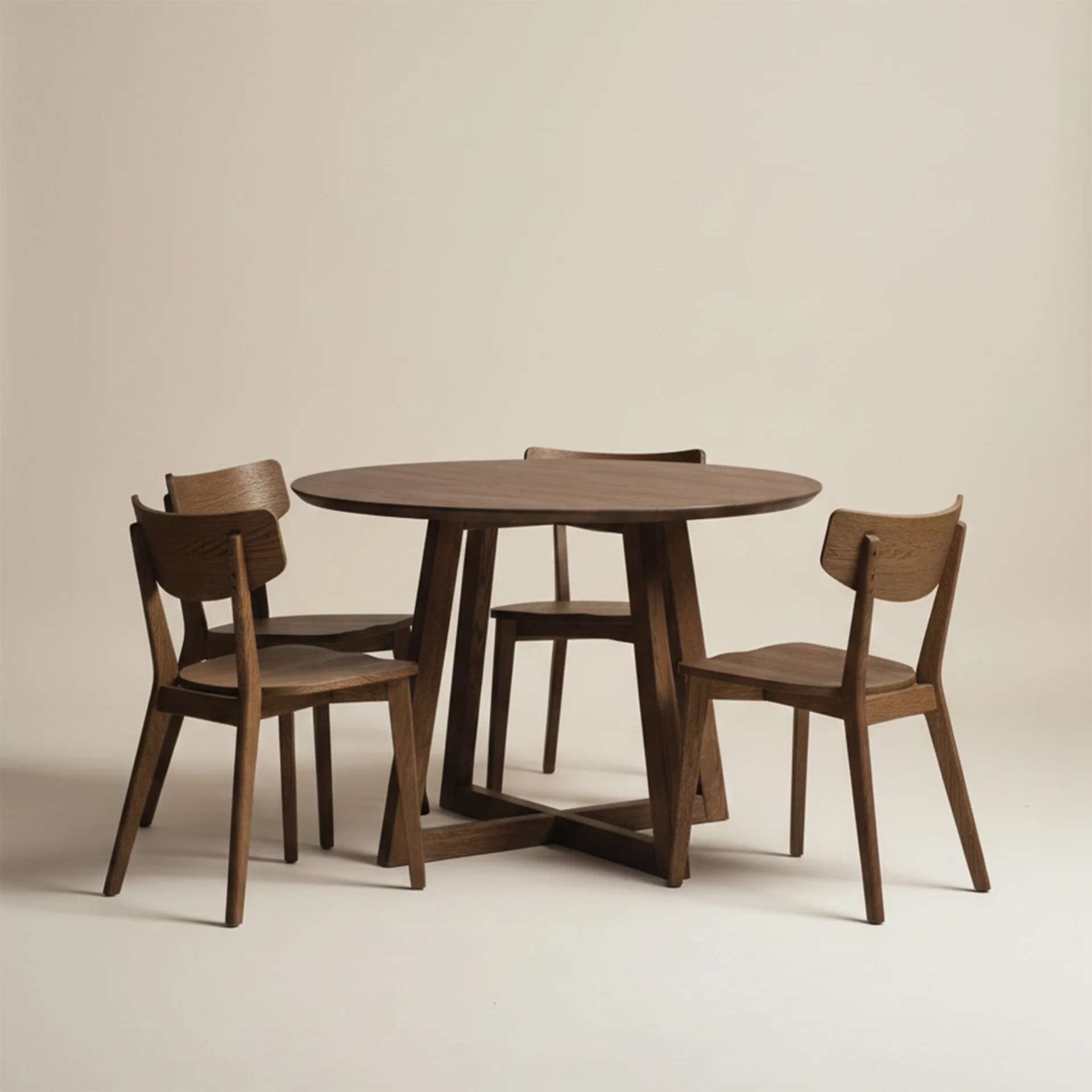 Falken Paket 4 stolar & Runt bord 100cm - Rökt ek