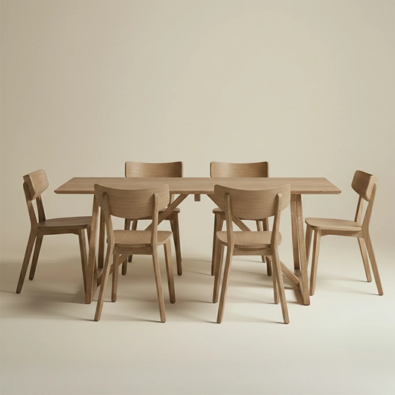 Falken Paket 6 stolar & Bord 180cm - Vitoljad ek