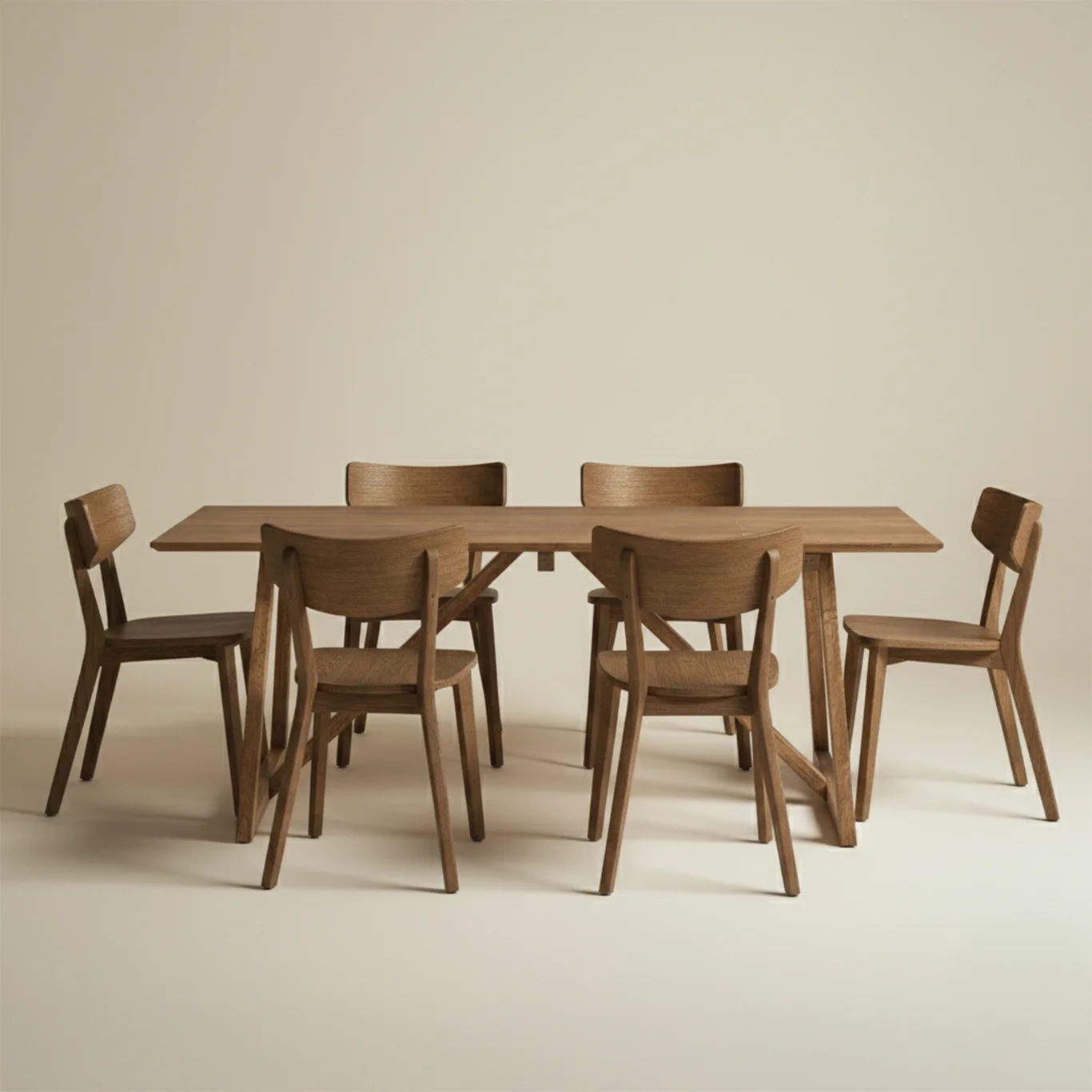 Falken Paket 6 stolar & Bord 180cm - Rökt ek