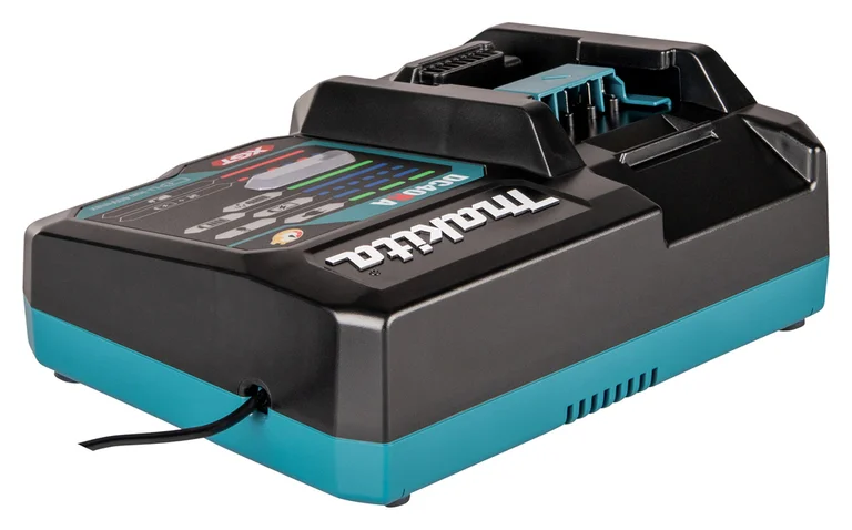 Makita DC40RA charger, three-quarter view from the right