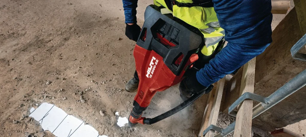 Hilti TE 2000-22 cordless jackhammer on a jobsite