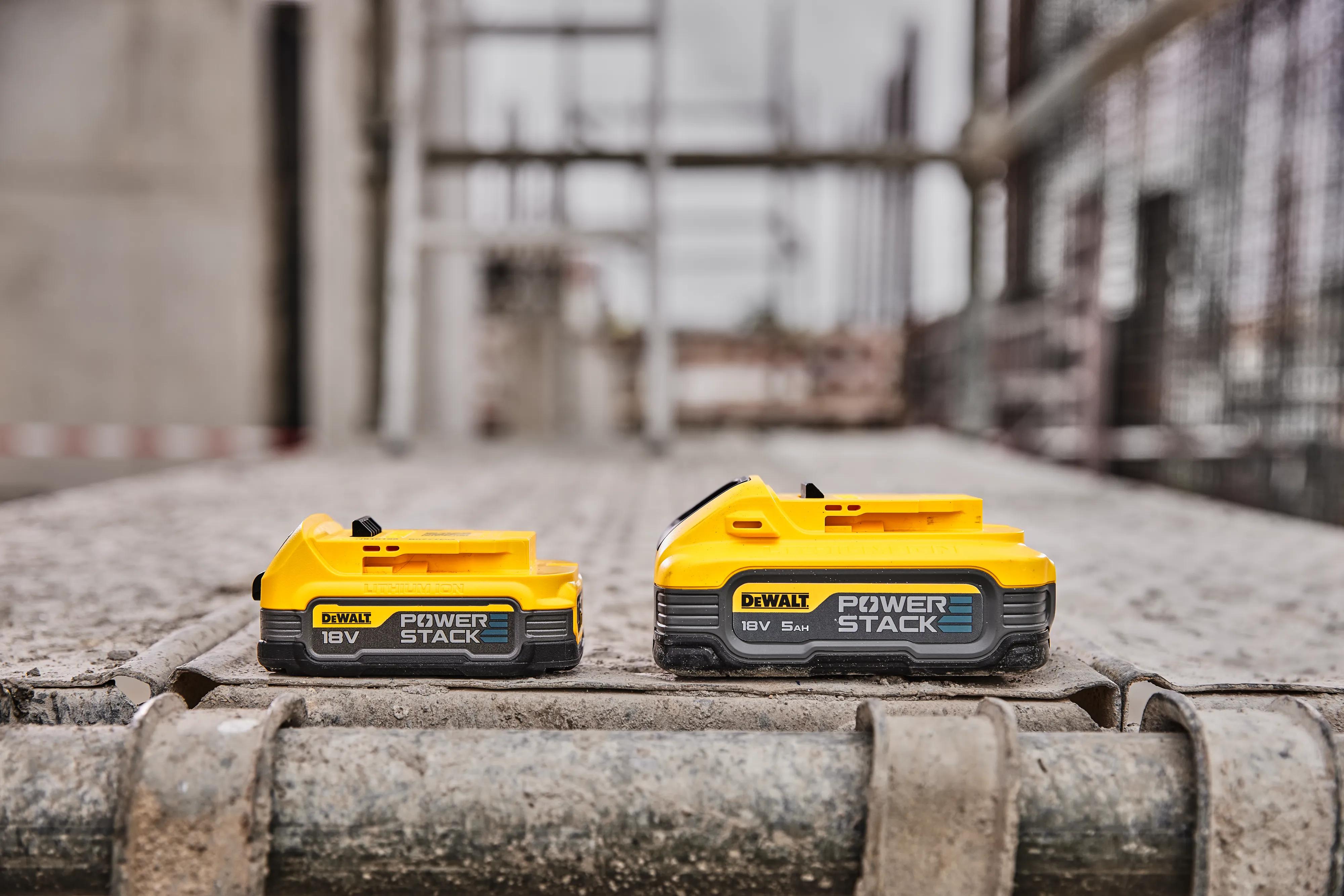 DeWalt DCBP518 POWERSTACK battery in use on site