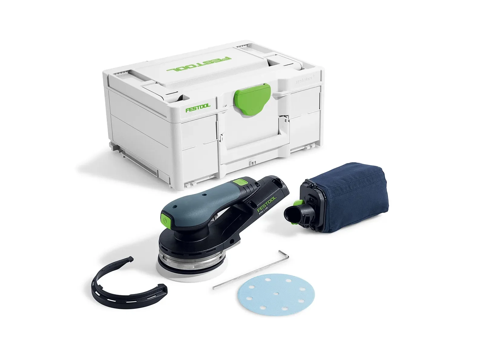 Festool ETSC 2 125 Basic contents: sander, pad, protector, dust bag and Systainer³