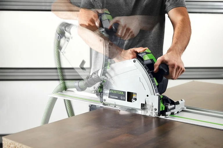 Festool TS 60 K cutting a worktop on a guide rail