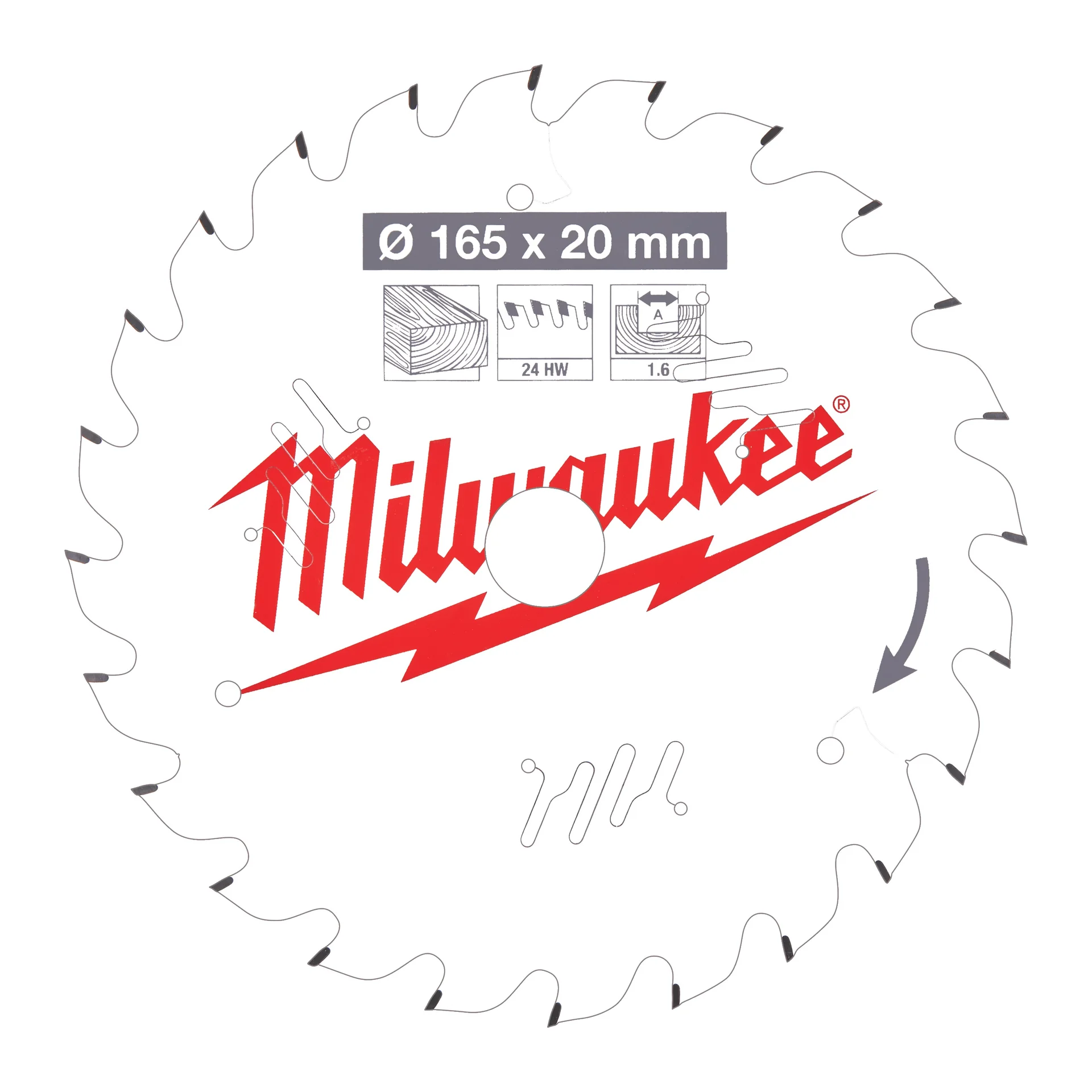 Circular saw blade 165 × 20 mm 24T, product shot