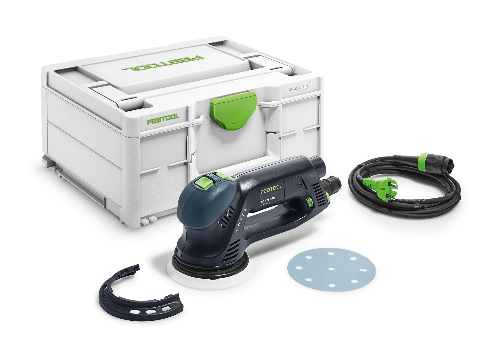 Festool RO 125 FEQ-Plus contents: sander, pad, Protector and Systainer³