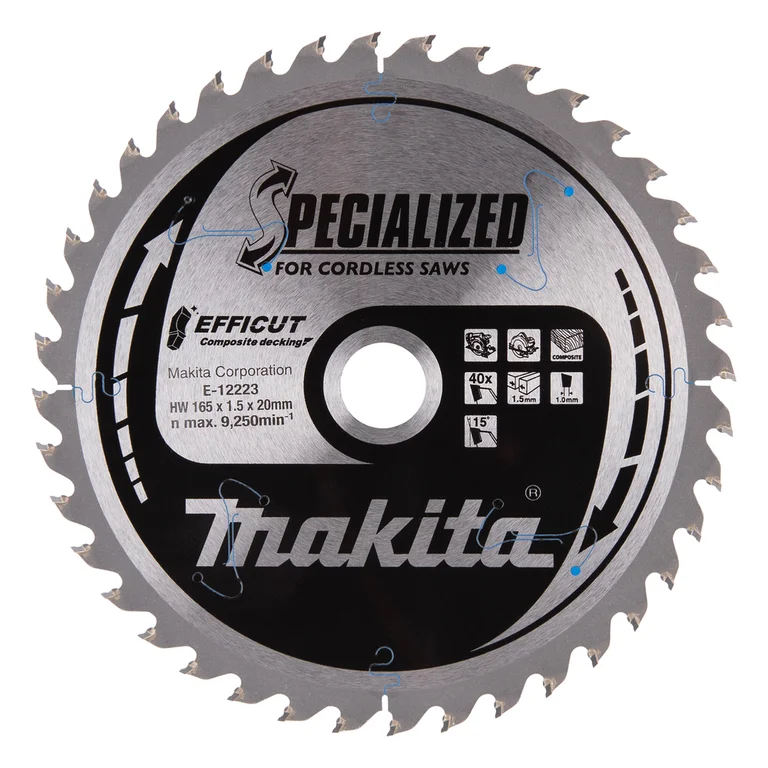 Makita EFFICUT 165 mm 40-tooth saw blade, front view