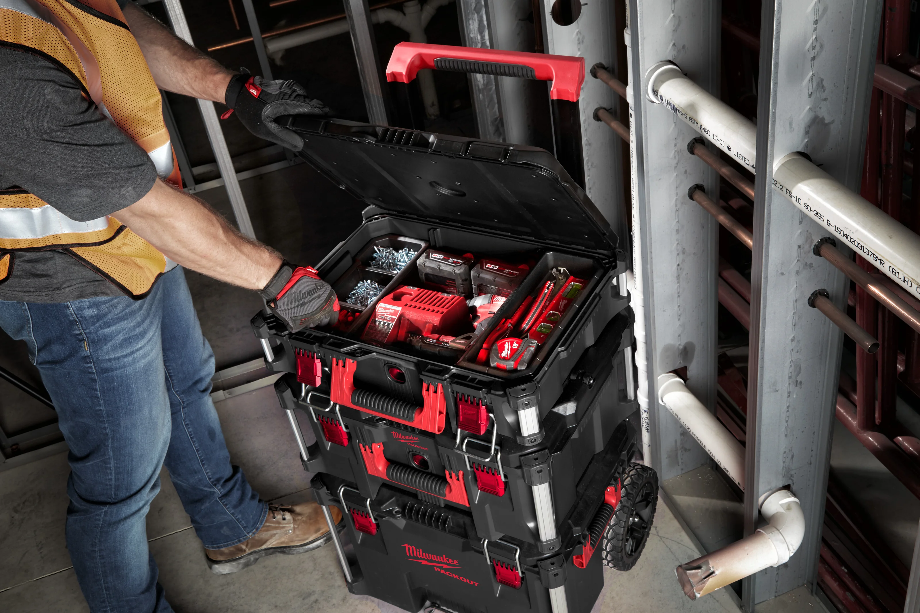 PACKOUT tool boxes on site