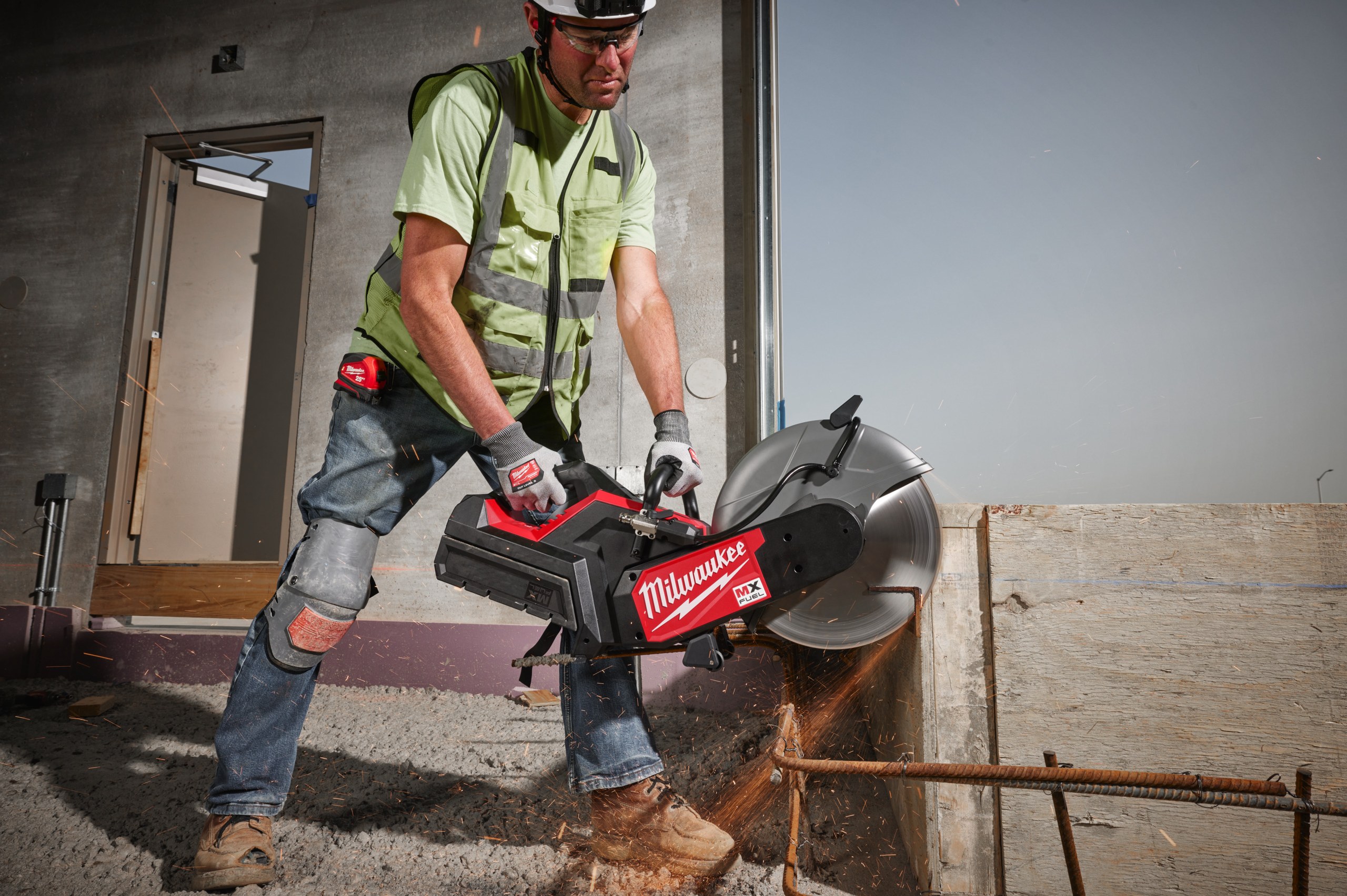 MXF COS350G2 MX FUEL 350 mm Cut-Off Saw in use on the job