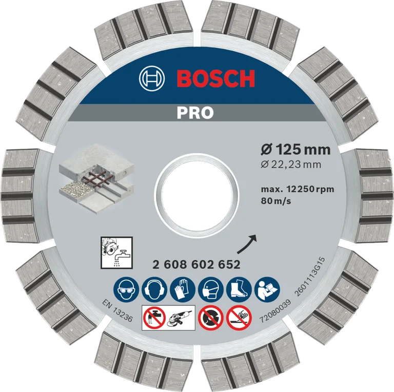 Bosch PRO Concrete 125 mm diamond cutting disc, front view