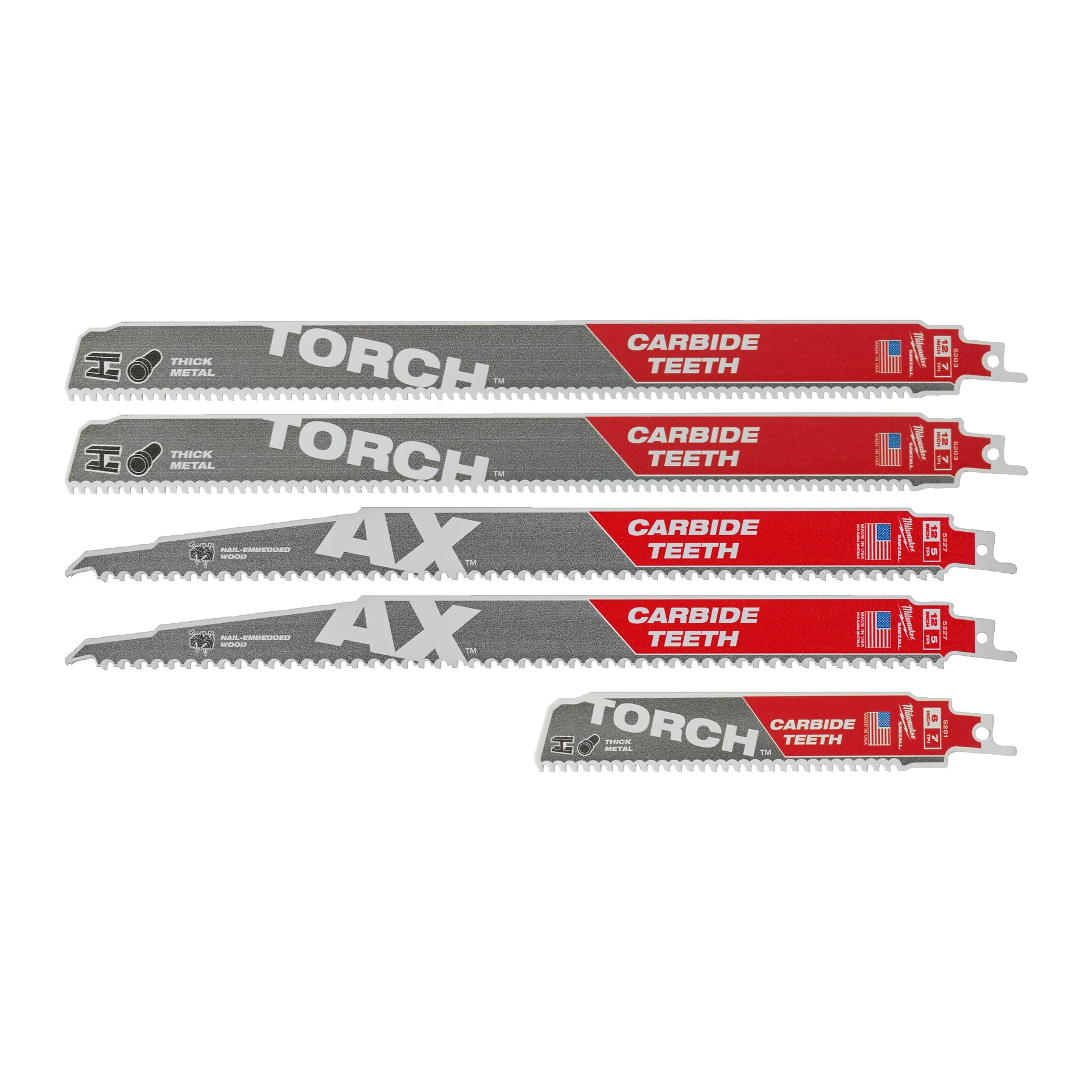 SAWZALL carbide blade set, 5 pcs, product shot