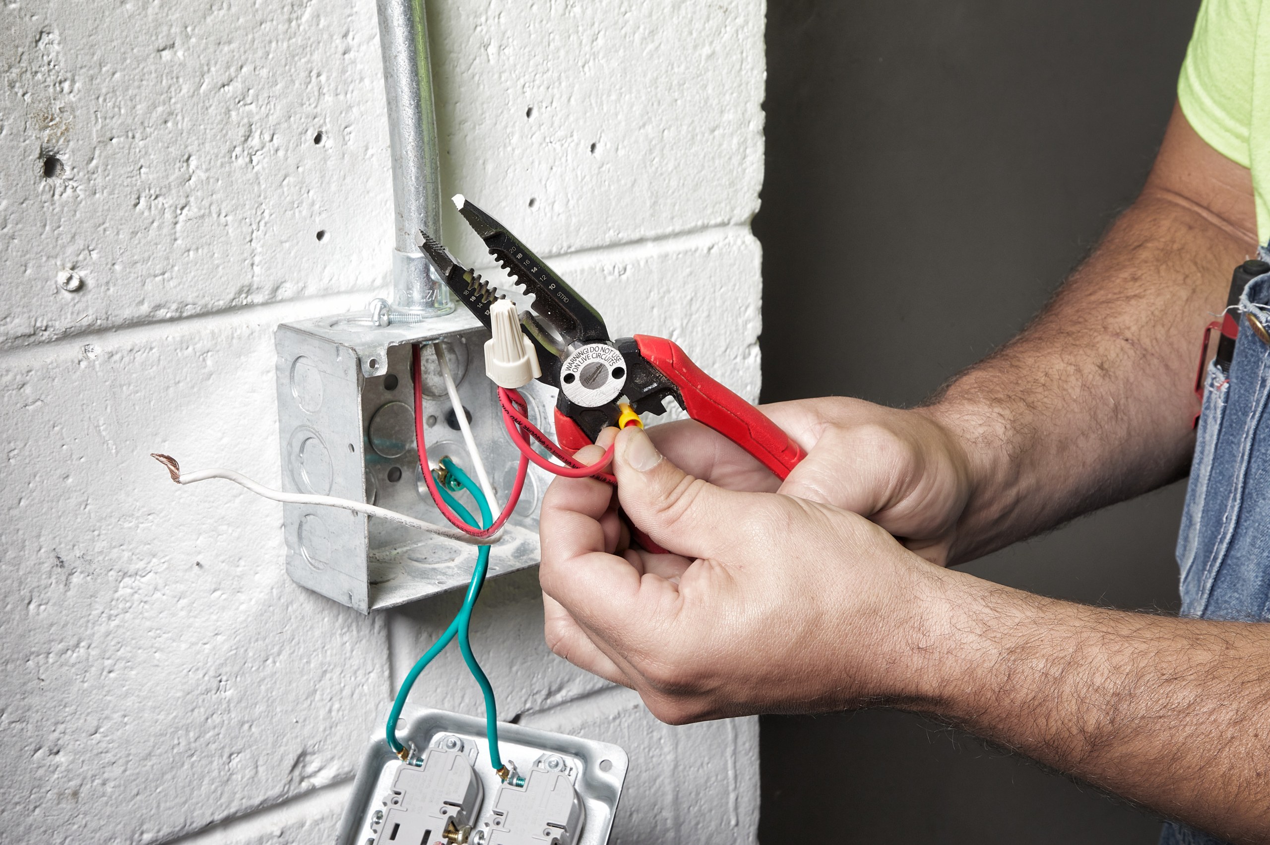 7-in-1 Wire Stripping Pliers in use on the job