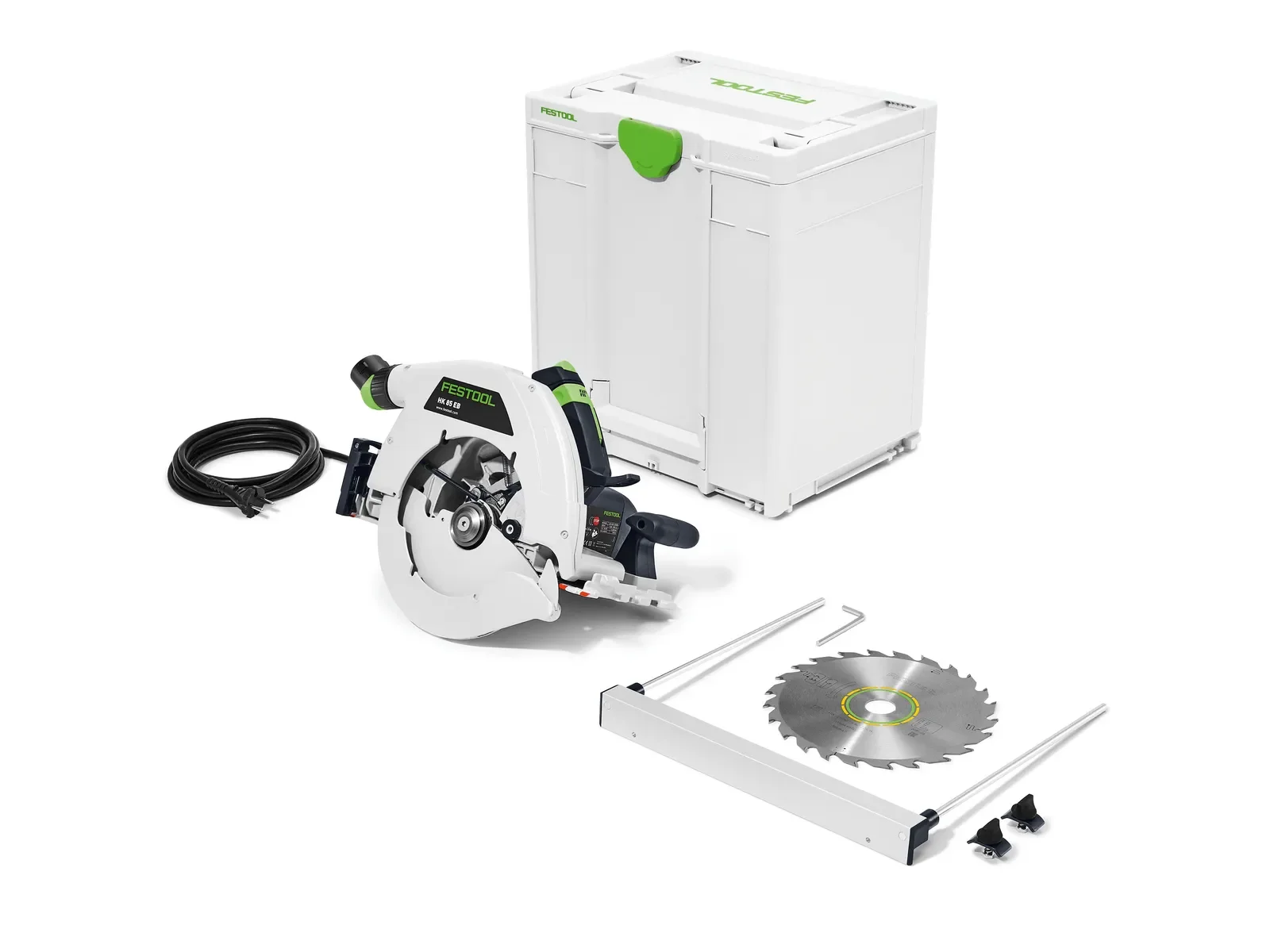 Festool HK 85 EB-Plus contents: circular saw, blade, side fence and Systainer³