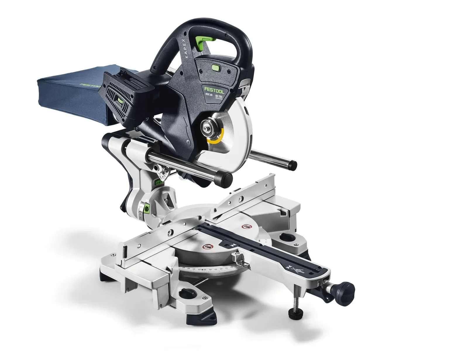Festool KSC 60 cordless sliding mitre saw with chip bag