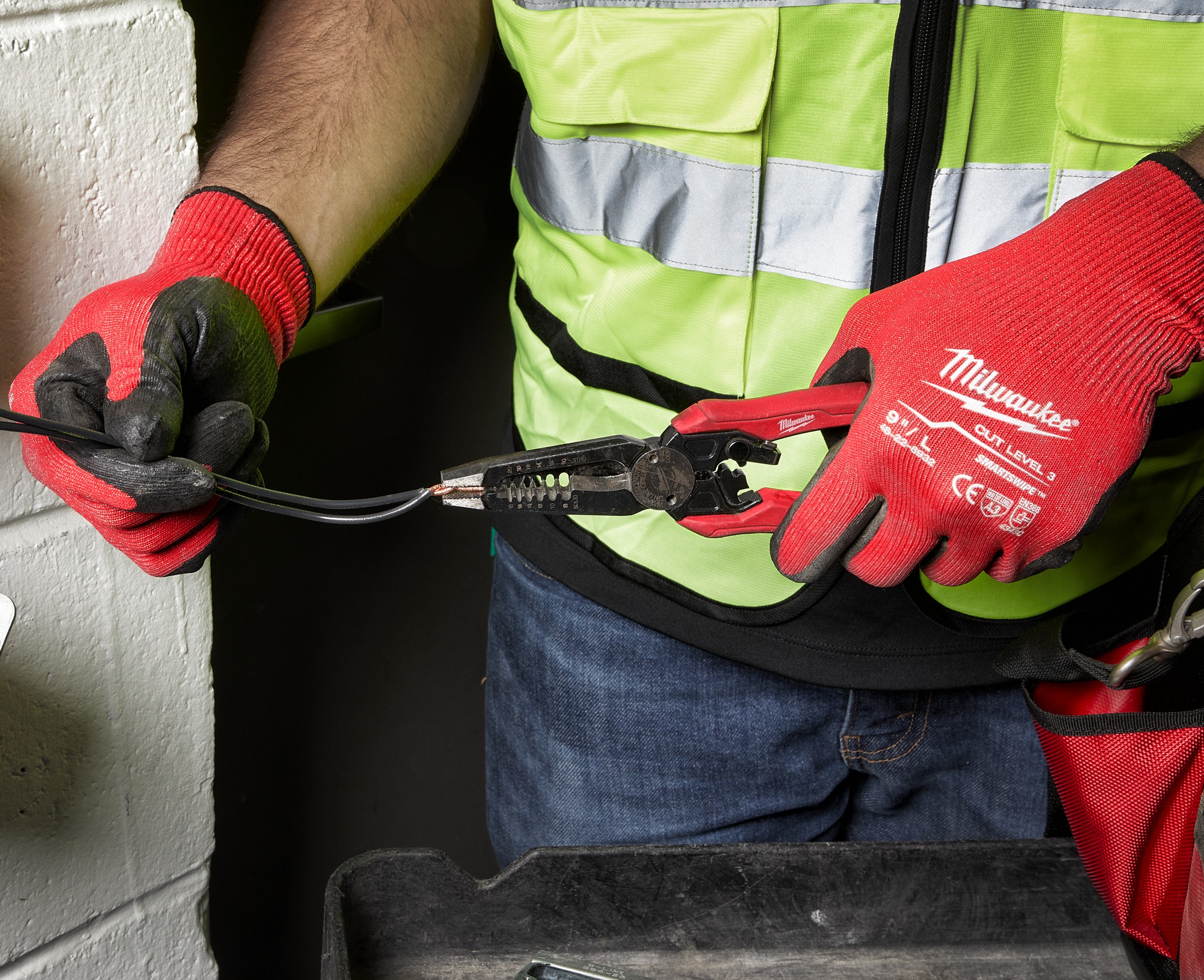 7-in-1 Wire Stripping Pliers in use on the job
