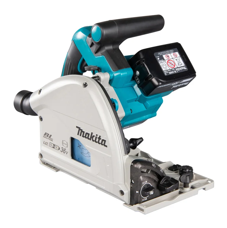 Makita DSP600 plunge saw, three-quarter view from the left
