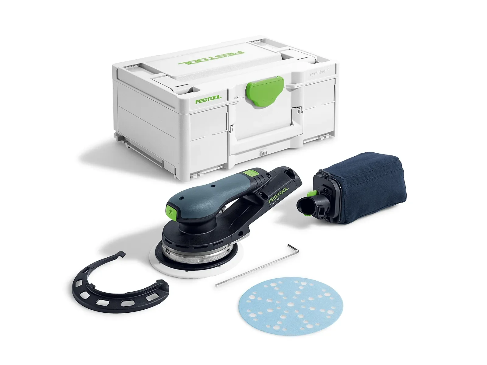 Festool ETSC 2 150 Basic contents: sander, Protector, chip bag, pad and Systainer³