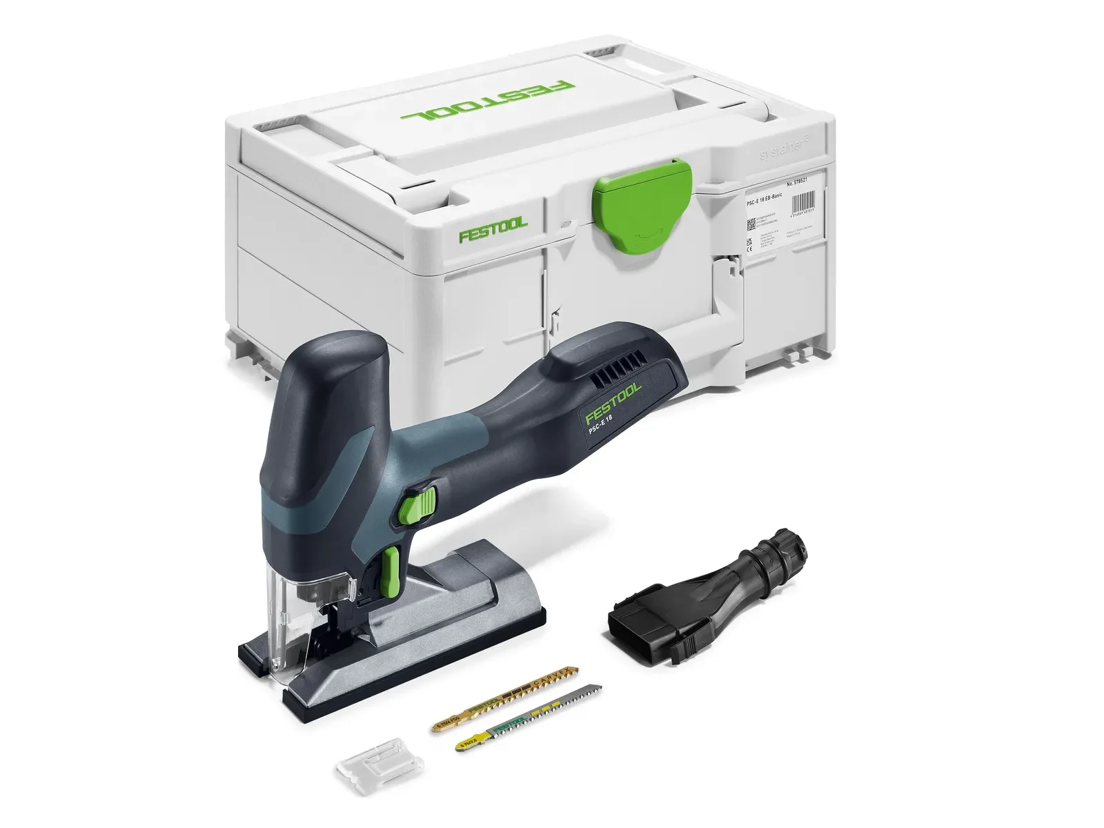 Festool PSC-E 18 Basic contents: jigsaw, blades, connector and Systainer³