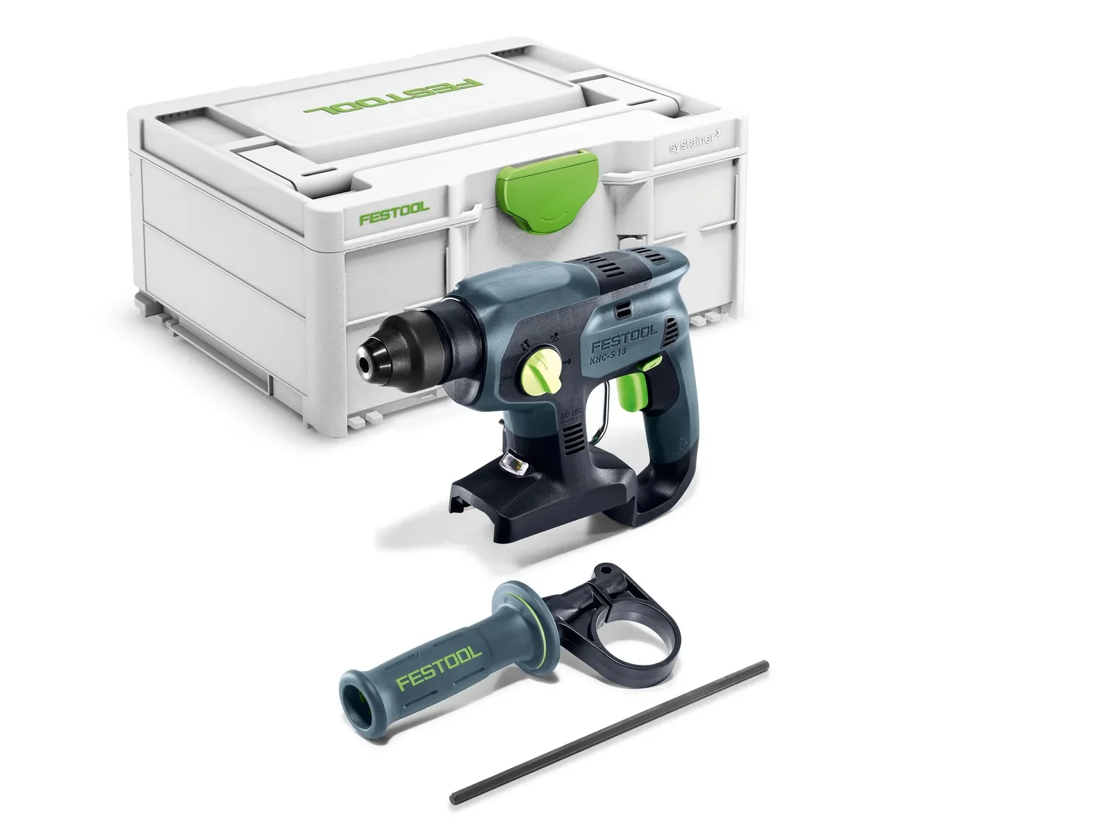 Festool KHC-S 18 Basic contents: rotary hammer, side handle, depth stop and Systainer³