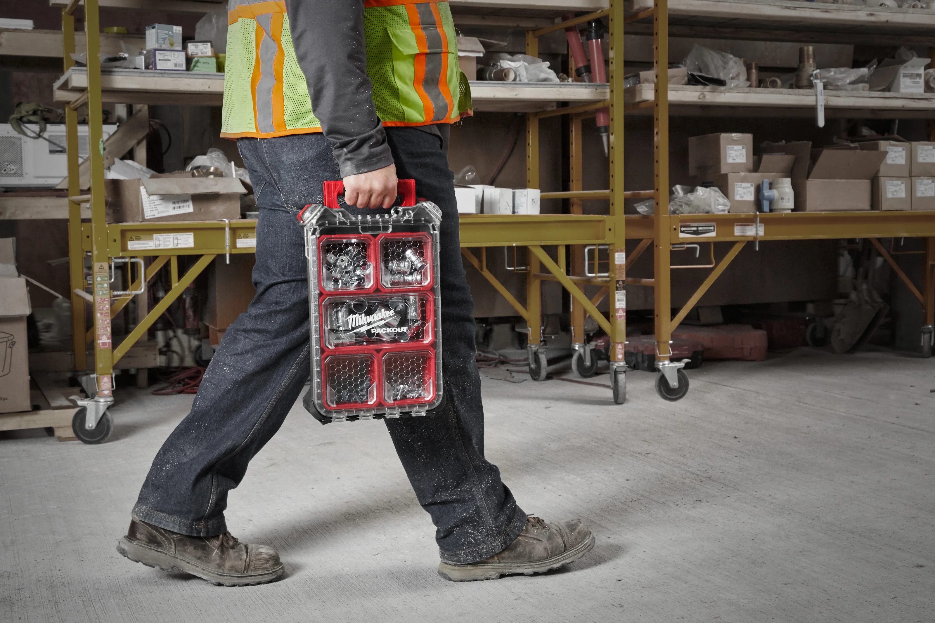 PACKOUT organisers in use on site