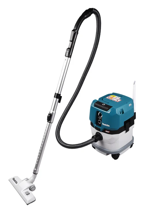 Makita VC003GL dust extractor, three-quarter view from the left