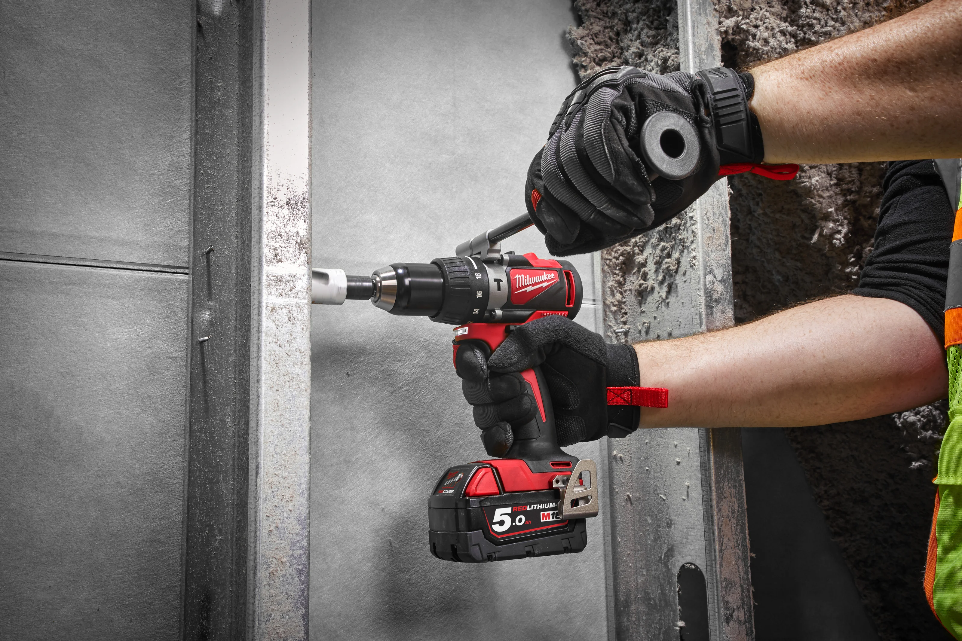 M18 BLPD2 Brushless Percussion Drill in use on the job