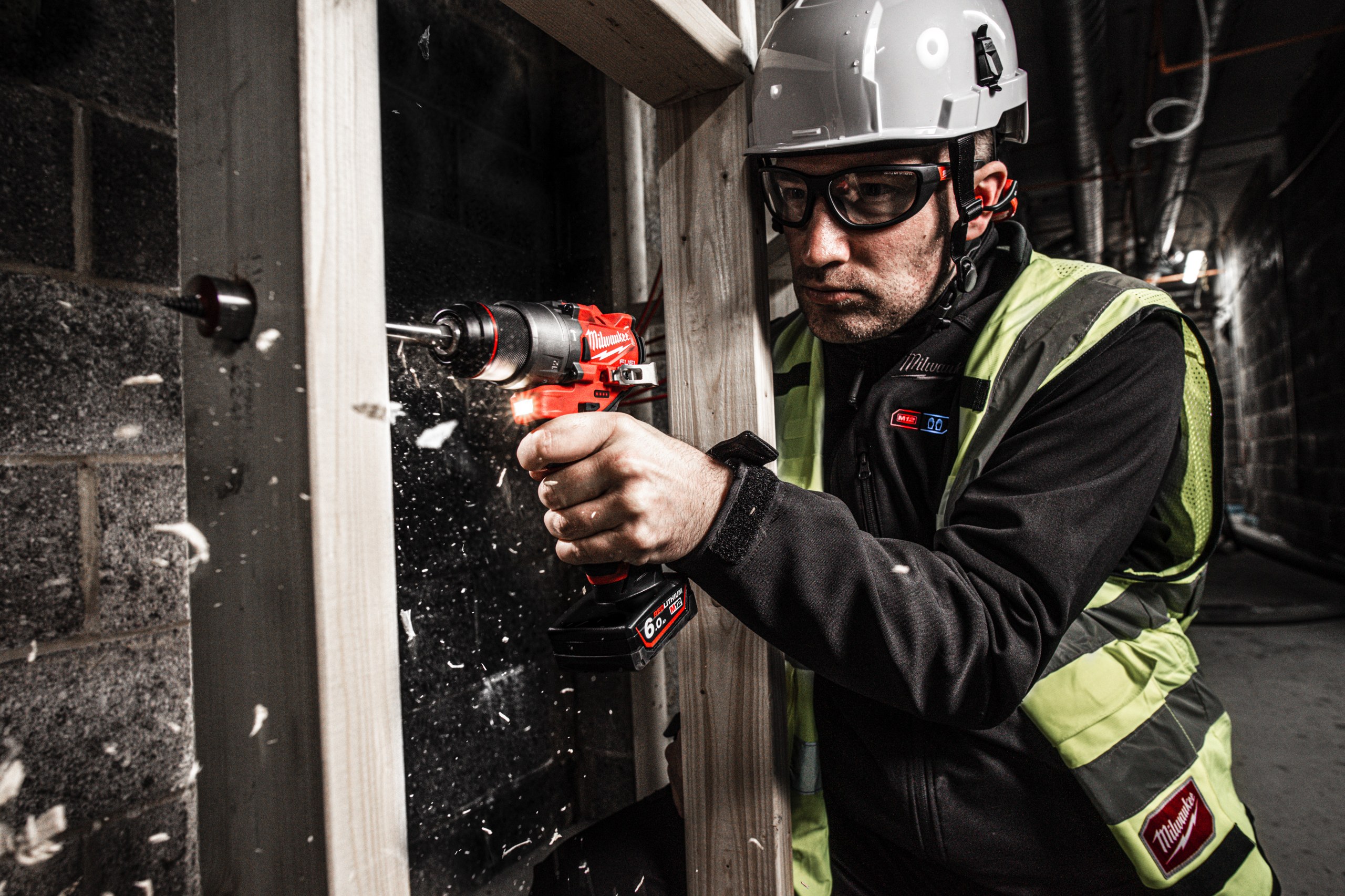 M12 FPD2 FUEL Sub-Compact Percussion Drill in use on the job