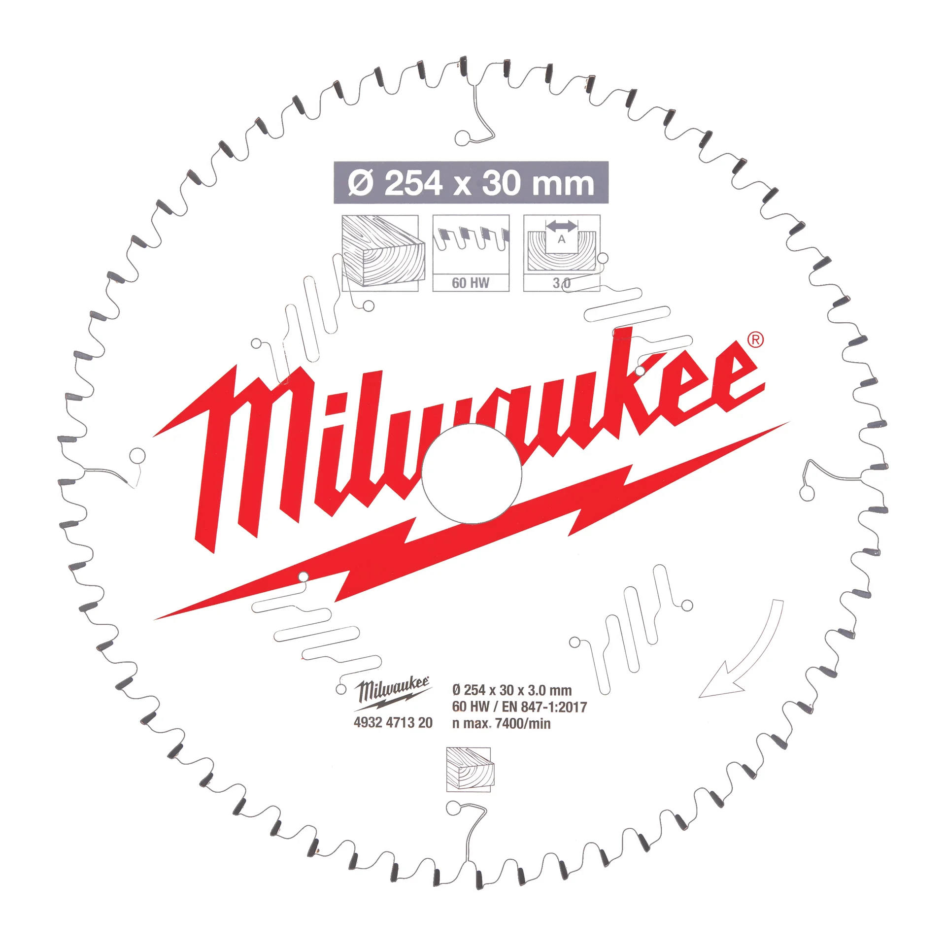 Mitre saw blade 254 × 30 mm 60T, product shot