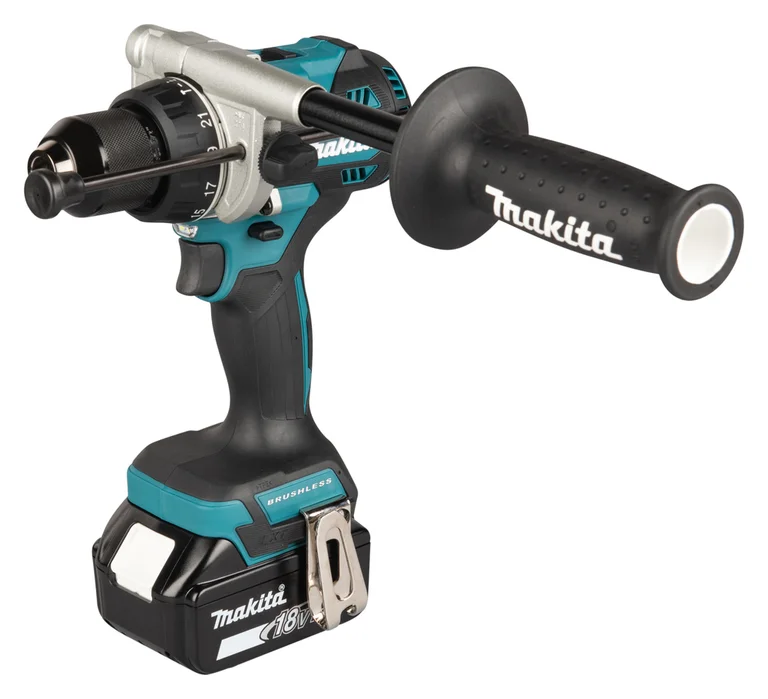 Makita DHP492 combi drill, three-quarter view from the left