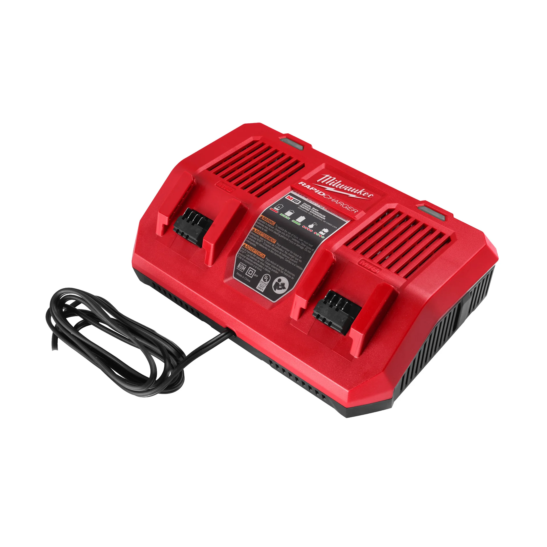 M18 DFC Dual Bay Rapid Charger, product shot