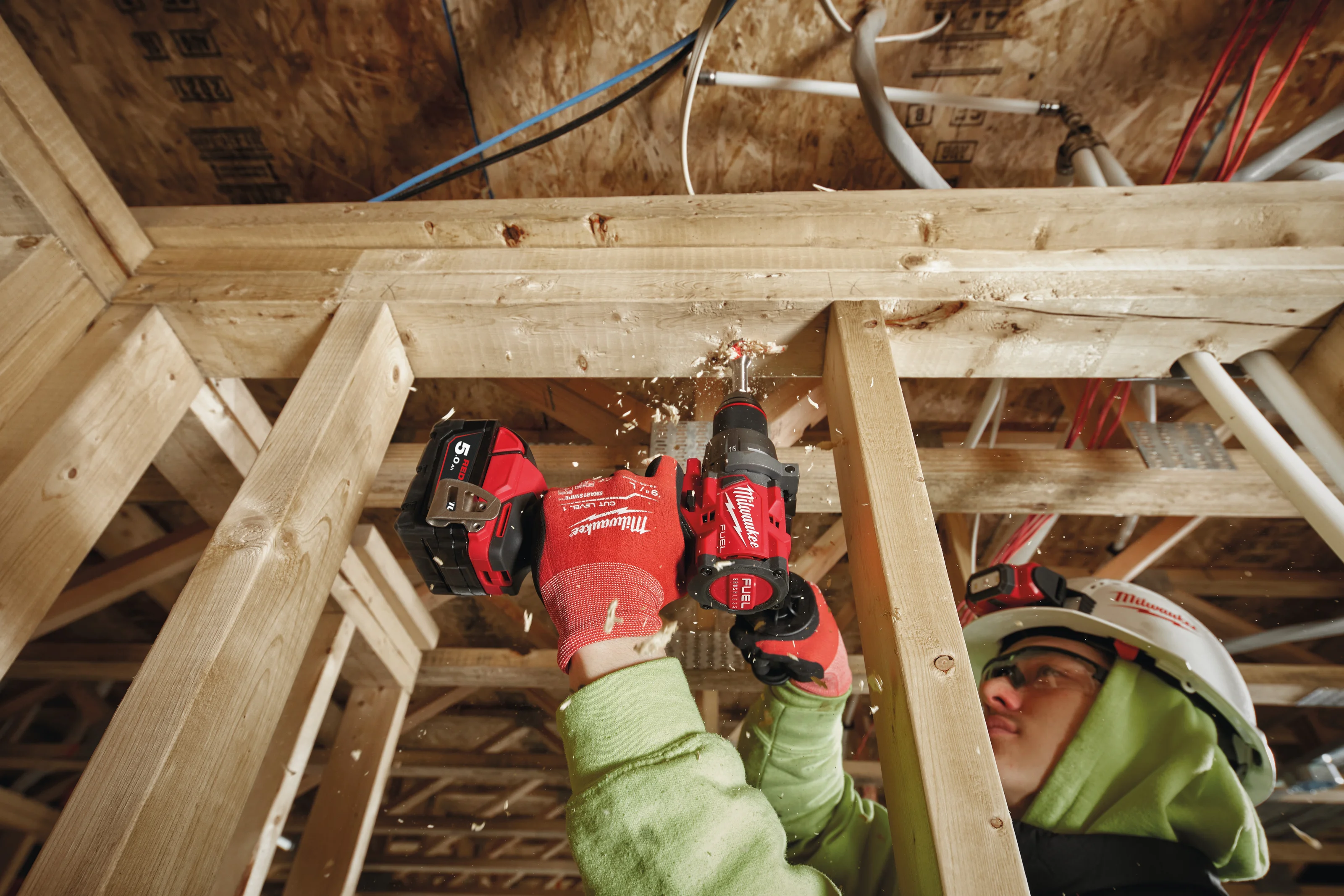 M18 FDD3 FUEL Drill Driver in use on the job