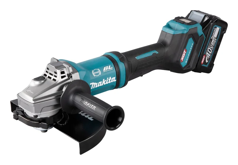 Makita GA038G angle grinder, three-quarter view from the left