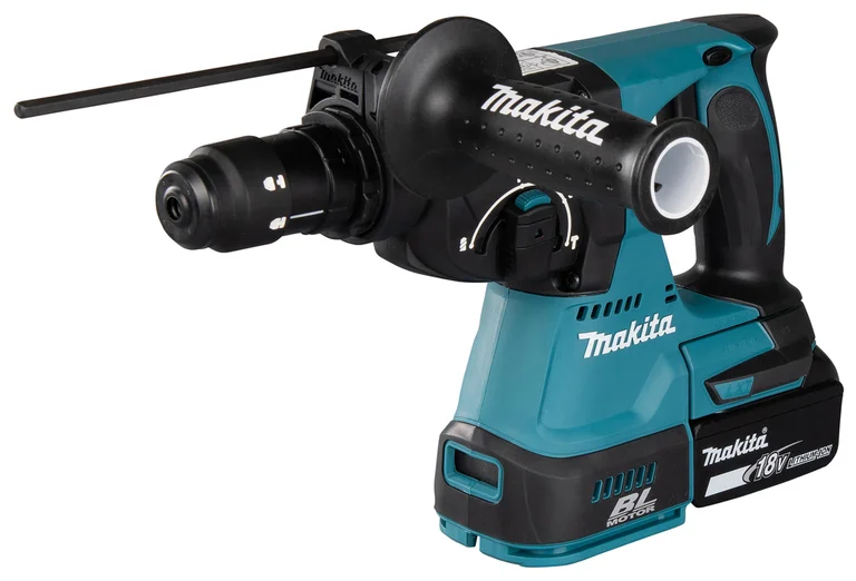 Makita DHR243 SDS-plus rotary hammer, three-quarter view from the left