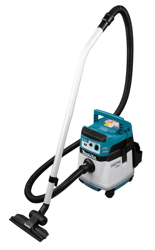 Makita DVC157L dust extractor, three-quarter view from the left