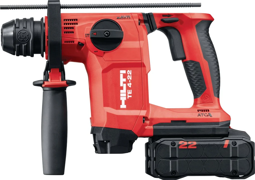 Hilti TE 4-22 accuboorhamer met Nuron-accu, schuin aanzicht