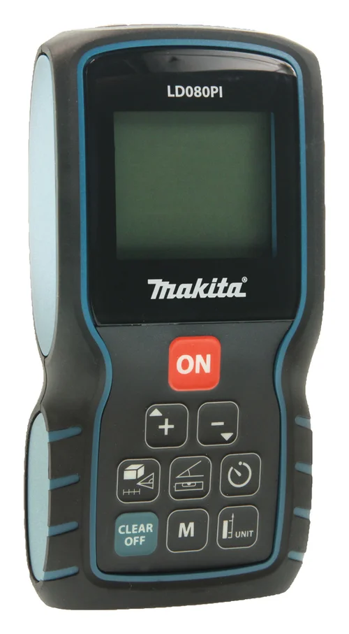 Makita LD080PI laser distance measure, three-quarter view from the left