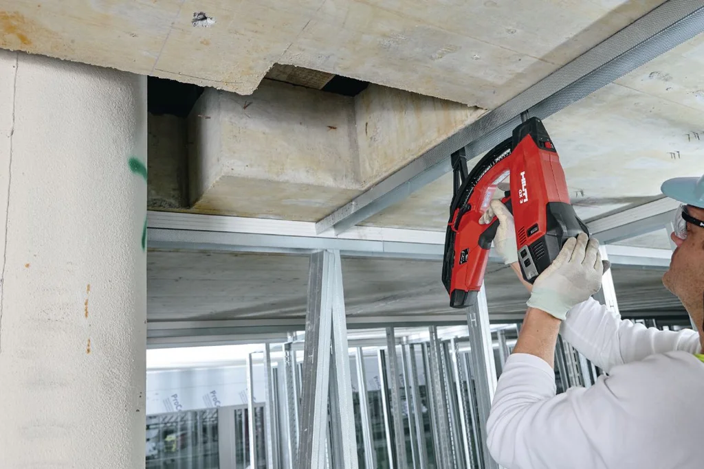 Hilti GX 3 in use on an interior fit-out