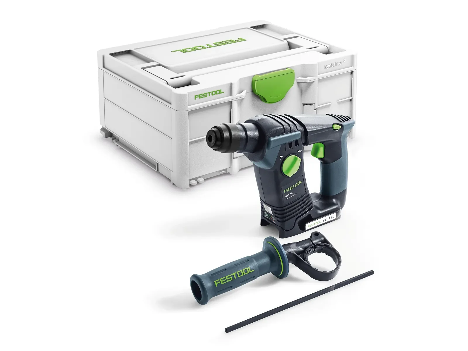 Festool BHC 18 Basic contents: hammer drill, side handle and Systainer³