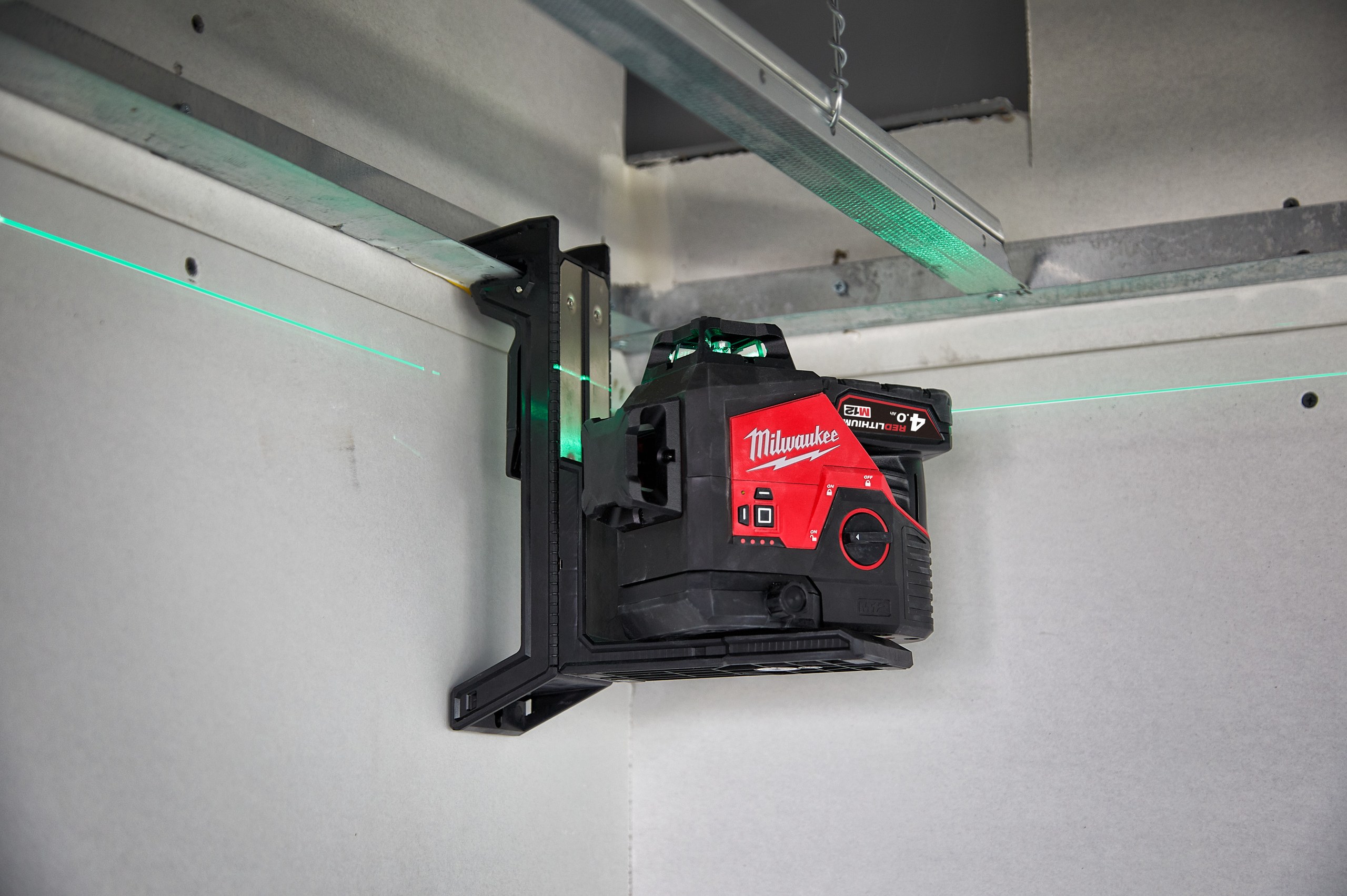 M12 3PL Green 360° 3-Plane Laser in use on the job