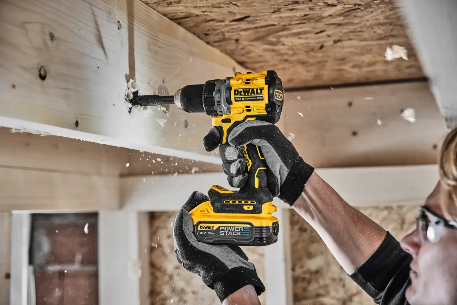 DeWalt DCD800 drill driver in use on site