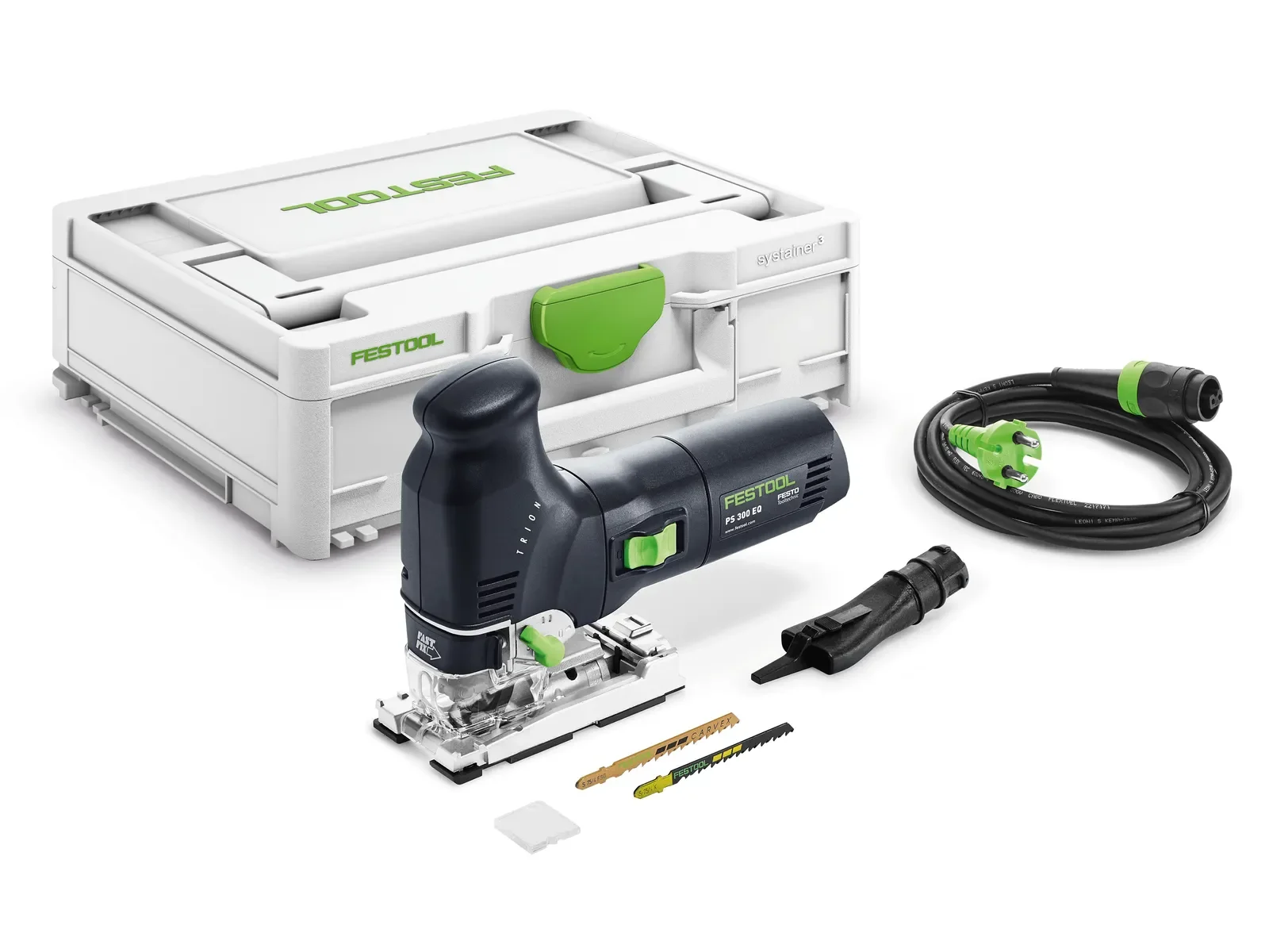 Festool PS 300 EQ-Plus contents: jigsaw, blades, cable and Systainer³