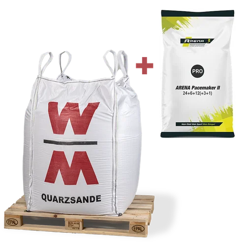 Rasensand, 0 - 2mm, 1.000kg Big Bag inkl. Sommerdünger ARENA Pacemaker II