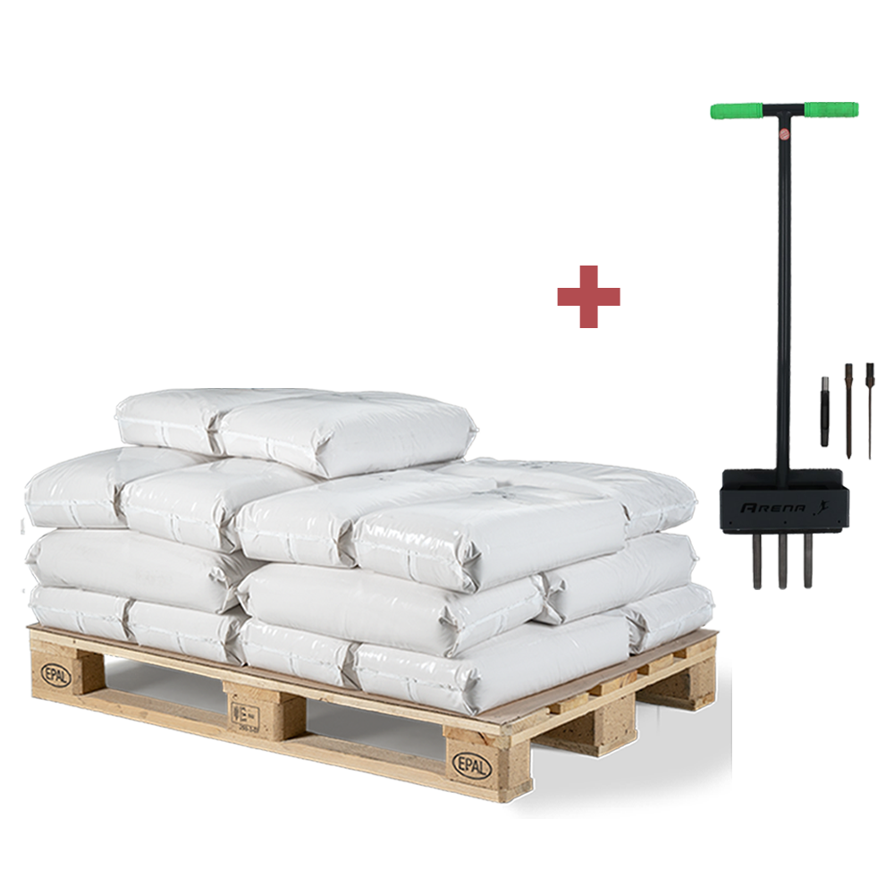 Rasensand 0.2 - 2.0 mm, 500 kg, Halbpalette 20 x 25 PE Sack inkl. Aerifiziergabel